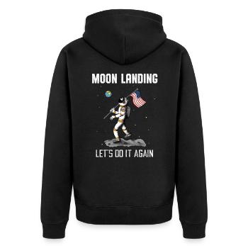 Mondlandung Wiederholden Astronaut Weltall Mond - Unisex Premium Bio Zip Hoodie - Schwarz - Hinten - Nico (187cm)