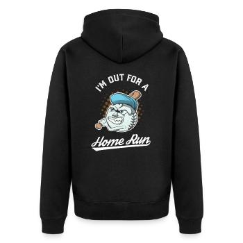 Baseball Maskottchen Home Run - Unisex Premium Bio Zip Hoodie - Schwarz - Hinten - Nico (187cm)