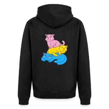Pansexualität Flagge Katzen Pan Stolz Farbe - Unisex Premium Bio Zip Hoodie - Schwarz - Hinten - Nico (187cm)