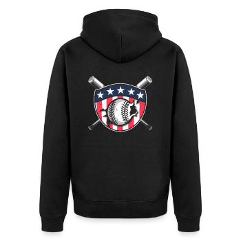 Baseballspieler Badge USA Baseball Team - Unisex Premium Bio Zip Hoodie - Schwarz - Hinten - Nico (187cm)