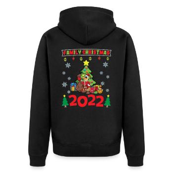 Noël en famille 2022 Drôle d’amoureux de Noël assorti - Veste à capuche bio Premium Unisexe - noir - Dos - Nico (187cm)