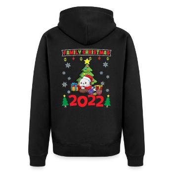 Noël en famille 2022 Drôle d’amoureux de Noël assorti - Veste à capuche bio Premium Unisexe - noir - Dos - Nico (187cm)