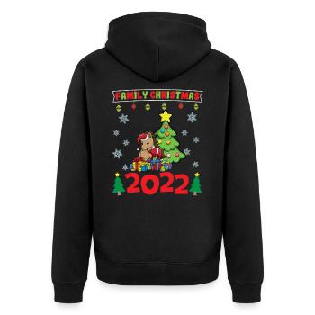 Noël en famille 2022 Drôle d’amoureux de Noël assorti - Veste à capuche bio Premium Unisexe - noir - Dos - Nico (187cm)