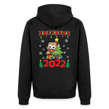 Noël en famille 2022 Drôle d’amoureux de Noël assorti - Veste à capuche bio Premium Unisexe - noir - Dos - Nico (187cm)