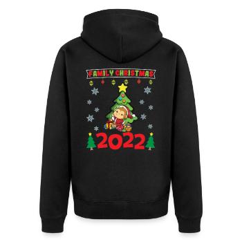 Noël en famille 2022 Drôle d’amoureux de Noël assorti - Veste à capuche bio Premium Unisexe - noir - Dos - Nico (187cm)