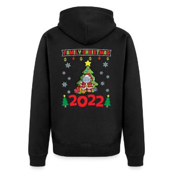 Noël en famille 2022 Drôle d’amoureux de Noël assorti - Veste à capuche bio Premium Unisexe - noir - Dos - Nico (187cm)