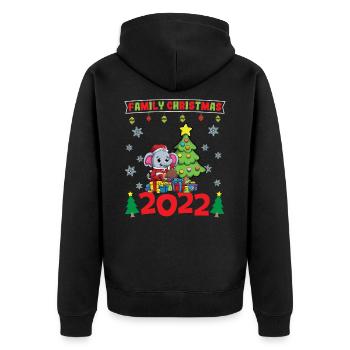 Noël en famille 2022 Drôle d’amoureux de Noël assorti - Veste à capuche bio Premium Unisexe - noir - Dos - Nico (187cm)