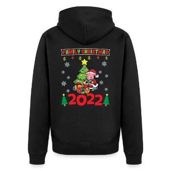 Noël en famille 2022 Drôle d’amoureux de Noël assorti - Veste à capuche bio Premium Unisexe - noir - Dos - Nico (187cm)