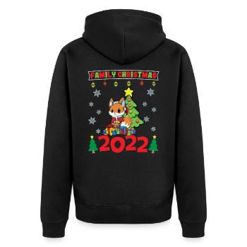Noël en famille 2022 Drôle d’amoureux de Noël assorti - Veste à capuche bio Premium Unisexe - noir - Dos - Nico (187cm)