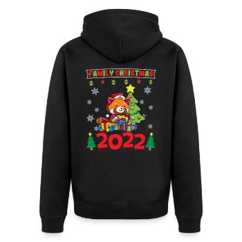 Noël en famille 2022 Drôle d’amoureux de Noël assorti - Veste à capuche bio Premium Unisexe - noir - Dos - Nico (187cm)