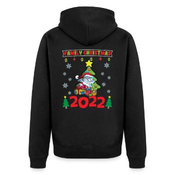 Noël en famille 2022 Drôle d’amoureux de Noël assorti - Veste à capuche bio Premium Unisexe - noir - Dos - Nico (187cm)
