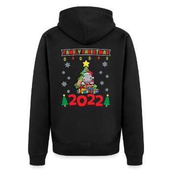 Noël en famille 2022 Drôle d’amoureux de Noël assorti - Veste à capuche bio Premium Unisexe - noir - Dos - Nico (187cm)