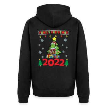 Noël en famille 2022 Drôle d’amoureux de Noël assorti - Veste à capuche bio Premium Unisexe - noir - Dos - Nico (187cm)