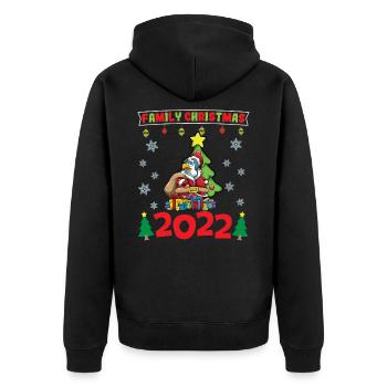 Noël en famille 2022 Drôle d’amoureux de Noël assorti - Veste à capuche bio Premium Unisexe - noir - Dos - Nico (187cm)