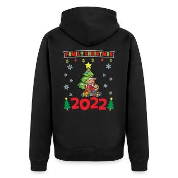 Noël en famille 2022 Drôle d’amoureux de Noël assorti - Veste à capuche bio Premium Unisexe - noir - Dos - Nico (187cm)