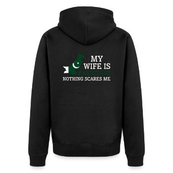 Nothing Scares Me Pakistani Wife Pakistan - Unisex Premium Organic Zip Hoodie - black - Back - Nico (187cm)