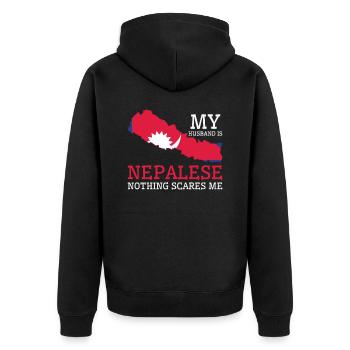 Nichts macht mir Angst, nepalesischer Ehemann - Unisex Premium Bio Zip Hoodie - Schwarz - Hinten - Nico (187cm)