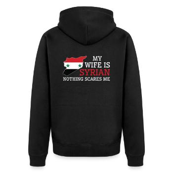 Nothing Scares Me Syrian Wife Syria - Unisex Premium Organic Zip Hoodie - black - Back - Nico (187cm)