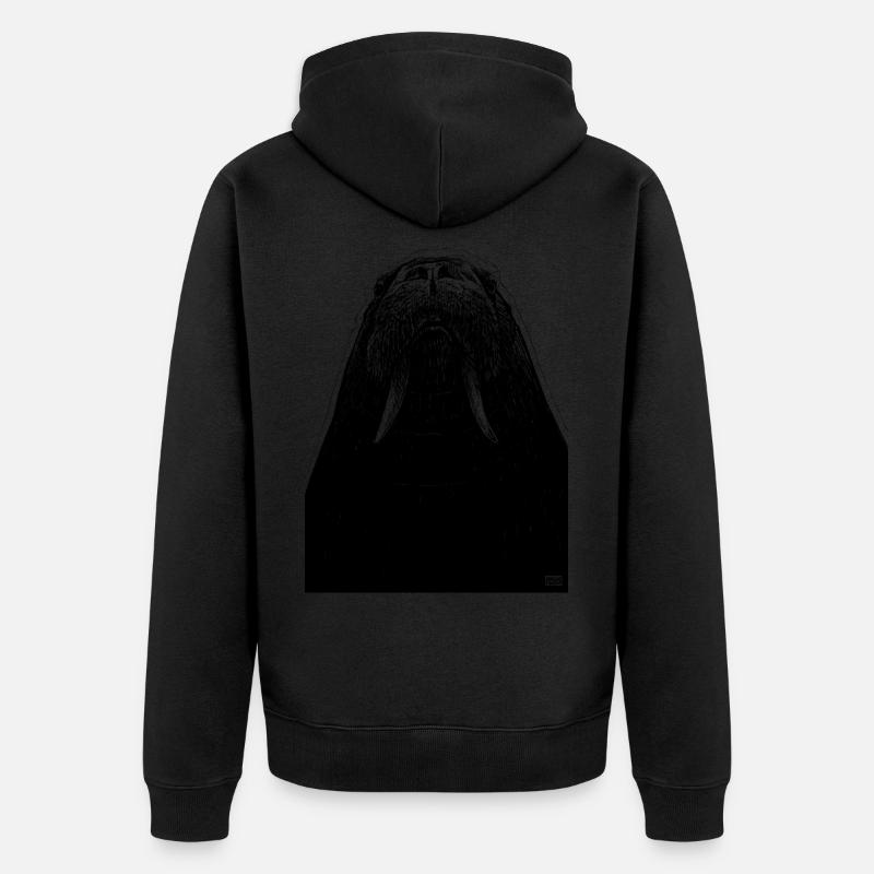 Dessin de morse - Veste à capuche bio Premium Unisexe - noir