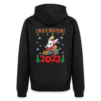 Noël en famille 2022 Drôle d’amoureux de Noël assorti - Veste à capuche bio Premium Unisexe - noir - Dos - Nico (187cm)