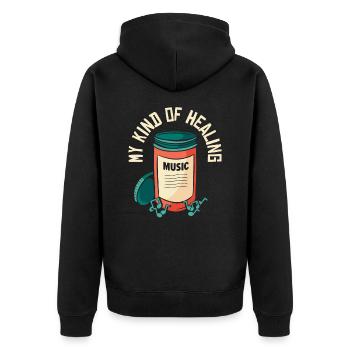 Music Pills Musician Notes Lover Healing - Unisex Premium Organic Zip Hoodie - black - Back - Nico (187cm)