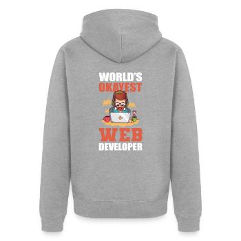 Worlds Okayest Web Developer Programmer - Unisex Premium Organic Zip Hoodie - heather grey - Back - Nico (187cm)