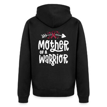 Mutter eines Kriegers Gefäßfehlbildung - Unisex Premium Bio Zip Hoodie - Schwarz - Hinten - Nico (187cm)