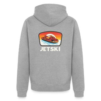 Jet Ski Water Sports Retro Jet Skiing - Unisex Premium Organic Zip Hoodie - heather grey - Back - Nico (187cm)