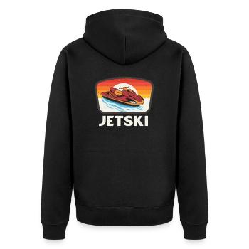 Jetski Wassersport Retro Jetskifahren - Unisex Premium Bio Zip Hoodie - Schwarz - Hinten - Nico (187cm)