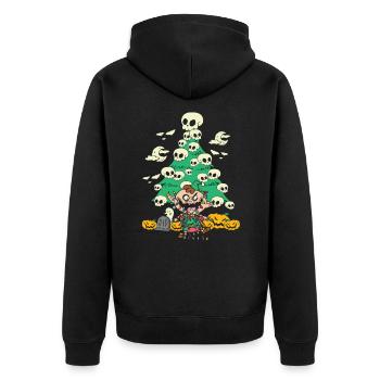 Evil Christmas Elf Zombie Holiday Horror - Unisex Premium Organic Zip Hoodie - black - Back - Nico (187cm)