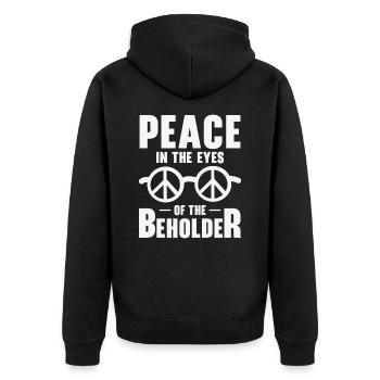 Peace Sign Vintage Gläser Frieden Liebhaber - Unisex Premium Bio Zip Hoodie - Schwarz - Hinten - Nico (187cm)