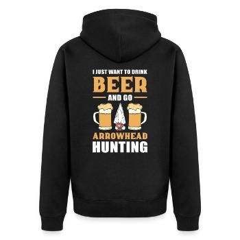 Pfeilspitzenjagd Pfeilspitzen-Jagd Pfeilspitzen-Sa - Unisex Premium Bio Zip Hoodie - Schwarz - Hinten - Nico (187cm)