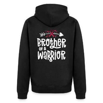 Brother Of A Warrior Vascular Malformation - Unisex Premium Organic Zip Hoodie - black - Back - Nico (187cm)