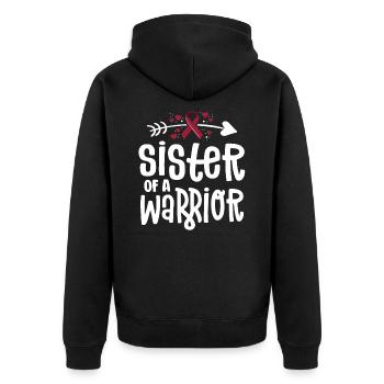 Sister Of A Warrior Vascular Malformation - Unisex Premium Organic Zip Hoodie - black - Back - Nico (187cm)