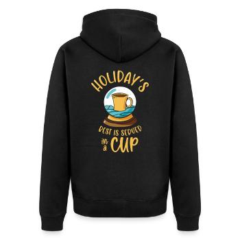 Weihnachten Schneekugel Kaffee Koffein Liebhaber - Unisex Premium Bio Zip Hoodie - Schwarz - Hinten - Nico (187cm)