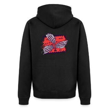 Retro-Halloween-Skelett, das Ouija-Horror spielt - Unisex Premium Bio Zip Hoodie - Schwarz - Hinten - Nico (187cm)