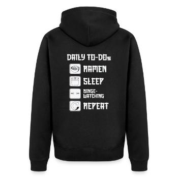 Fan de cinéma Daily Binge Watcher Ramen Lover - Veste à capuche bio Premium Unisexe - noir - Dos - Nico (187cm)