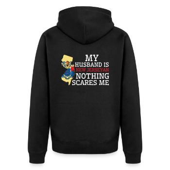 Nothing Scares Me New Jerseyan Husband New Jersey - Unisex Premium Organic Zip Hoodie - black - Back - Nico (187cm)