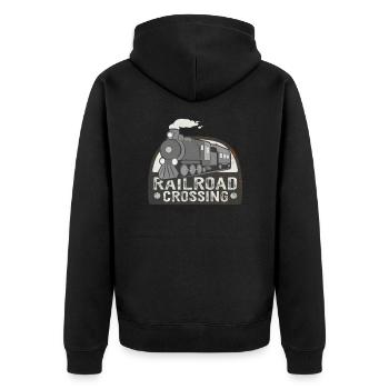 Eisenbahn Kreuzung Eisenbahnliebhaber Lokomotive - Unisex Premium Bio Zip Hoodie - Schwarz - Hinten - Nico (187cm)