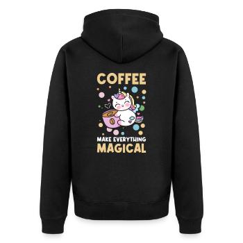 Pink Magic Unicorn Caféine Amateurs de café - Veste à capuche bio Premium Unisexe - noir - Dos - Nico (187cm)