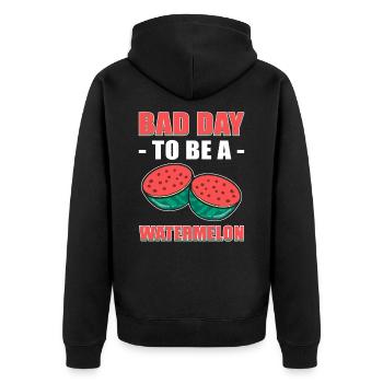 Pastèque Fruit Été Pastèque Tranche Verte - Veste à capuche bio Premium Unisexe - noir - Dos - Nico (187cm)