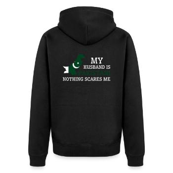 Nothing Scares Me Pakistani Husband Pakistan - Unisex Premium Organic Zip Hoodie - black - Back - Nico (187cm)