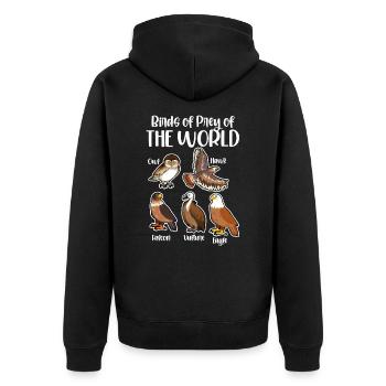 Raubvögel der Welt - Unisex Premium Bio Zip Hoodie - Schwarz - Hinten - Nico (187cm)