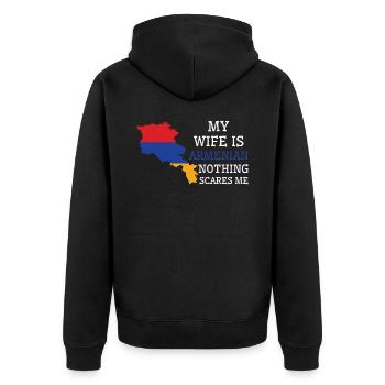 Nichts macht mir Angst Armenische Frau Armenien - Unisex Premium Bio Zip Hoodie - Schwarz - Hinten - Nico (187cm)