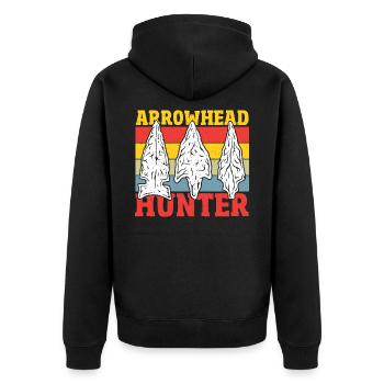 Pfeilspitzenjagd Pfeilspitzen-Jagd Pfeilspitzen-Sa - Unisex Premium Bio Zip Hoodie - Schwarz - Hinten - Nico (187cm)