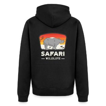 Safari Wilderness Rhinoceros Retro Rhino Animal Love - Veste à capuche bio Premium Unisexe - noir - Dos - Nico (187cm)