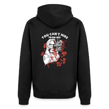 Girl Warp Horror Two Face Creepy Art Ästhetik - Unisex Premium Bio Zip Hoodie - Schwarz - Hinten - Nico (187cm)