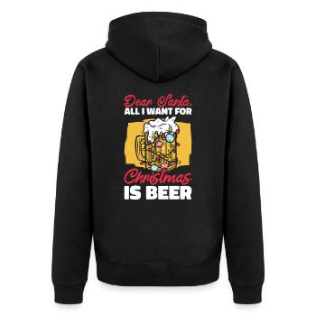 Lieber Weihnachtsmann Weihnachten Biertrinken - Unisex Premium Bio Zip Hoodie - Schwarz - Hinten - Nico (187cm)