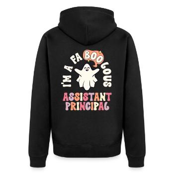 Faboolous Assistant Principal Retro Halloween - Unisex Premium Organic Zip Hoodie - black - Back - Nico (187cm)