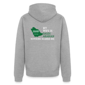 Nothing Scares Me Saudi Arabian Wife Saudi Arabia - Unisex Premium Organic Zip Hoodie - heather grey - Back - Nico (187cm)